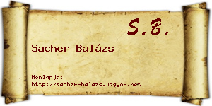 Sacher Balázs névjegykártya